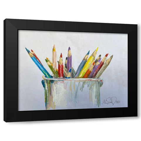 Pencil Jars Black Modern Wood Framed Art Print by Segal, Alan