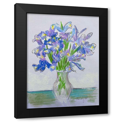Purple Iris Black Modern Wood Framed Art Print with Double Matting by Segal, Alan