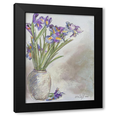 Wild Iris Black Modern Wood Framed Art Print with Double Matting by Segal, Alan