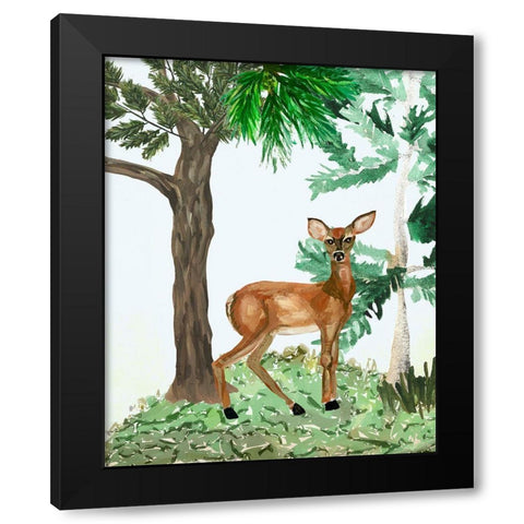 Doe A Deer Black Modern Wood Framed Art Print with Double Matting by Sokal, Patti