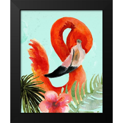 Flamingo Black Modern Wood Framed Art Print by Sokal, Patti