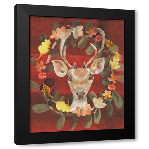 Oh Deer Black Modern Wood Framed Art Print by Sokal, Patti