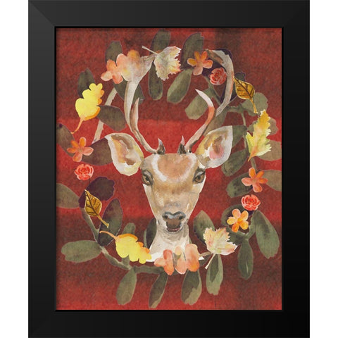 Oh Deer Black Modern Wood Framed Art Print by Sokal, Patti