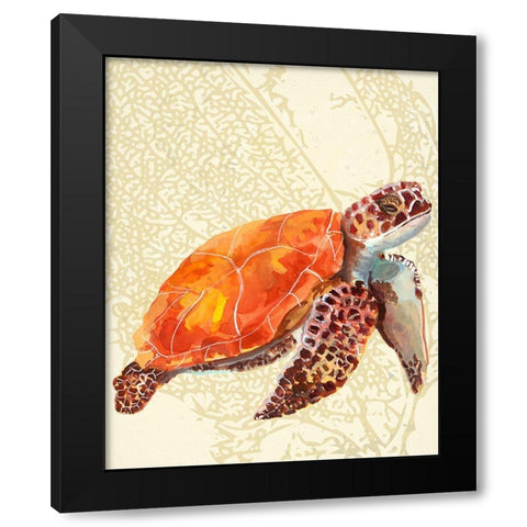 Turtle Black Modern Wood Framed Art Print by Sokal, Patti