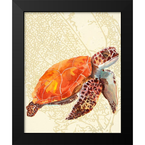 Turtle Black Modern Wood Framed Art Print by Sokal, Patti
