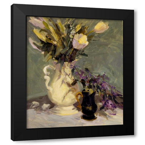 Tulips And Lavender Black Modern Wood Framed Art Print with Double Matting by Stevens, Allayn