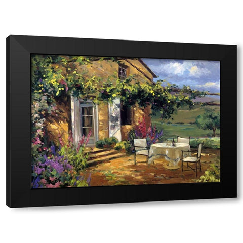 Sunlit Terrace Black Modern Wood Framed Art Print by Stevens, Allayn