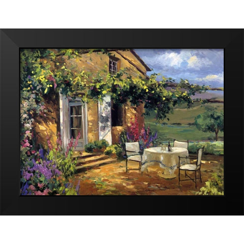 Sunlit Terrace Black Modern Wood Framed Art Print by Stevens, Allayn