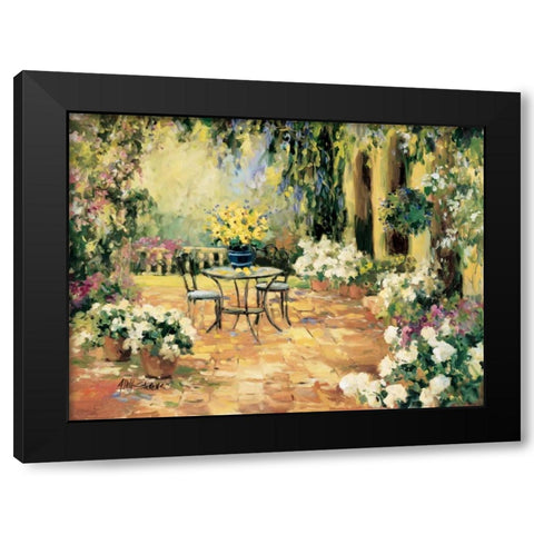 Floral Courtyard Black Modern Wood Framed Art Print with Double Matting by Stevens, Allayn