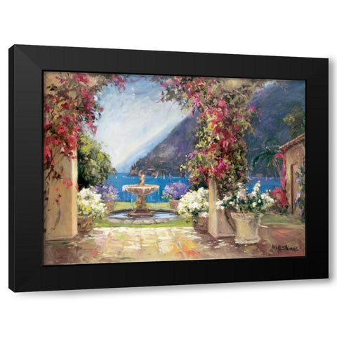 Seaside Fountain Black Modern Wood Framed Art Print with Double Matting by Stevens, Allayn