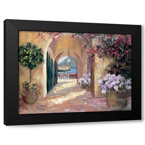 Seaside Portico Black Modern Wood Framed Art Print with Double Matting by Stevens, Allayn