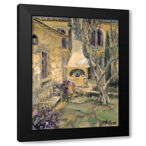 Peaceful Patio Black Modern Wood Framed Art Print with Double Matting by Stevens, Allayn