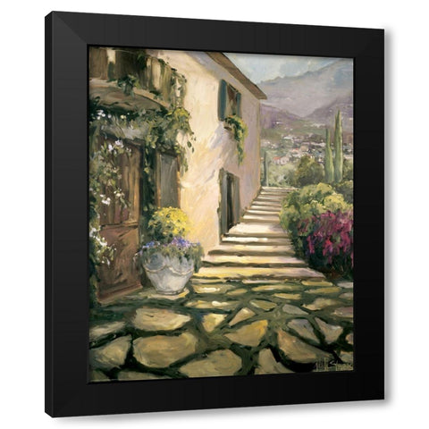 Sunlit Villa II Black Modern Wood Framed Art Print by Stevens, Allayn