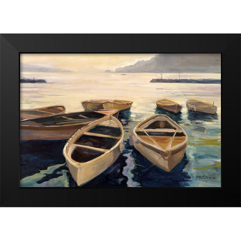 Sunset Marina Black Modern Wood Framed Art Print by Stevens, Allayn