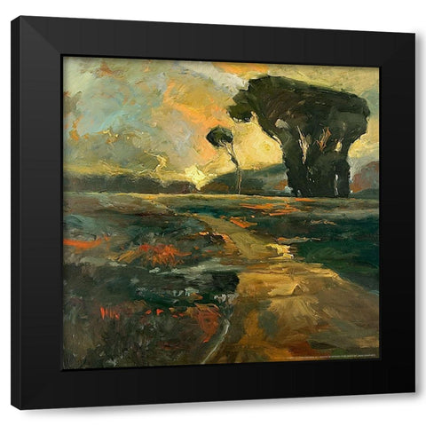 Safari Road Black Modern Wood Framed Art Print by Stevens, Allayn