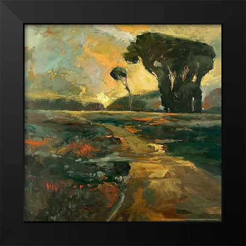 Safari Road Black Modern Wood Framed Art Print by Stevens, Allayn