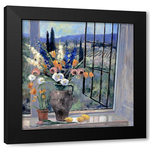 Tuscany Hillside 2 Black Modern Wood Framed Art Print with Double Matting by Stevens, Allayn