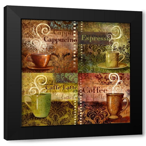 Coffee 5 Four Coffees Black Modern Wood Framed Art Print with Double Matting by Eisner, Viv