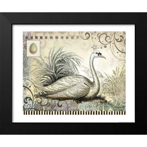 Swan Black Modern Wood Framed Art Print by Eisner, Viv