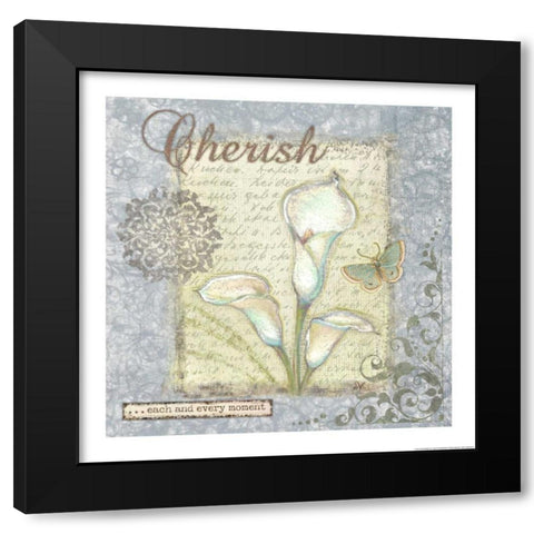 Word 2 Cherish Black Modern Wood Framed Art Print by Eisner, Viv