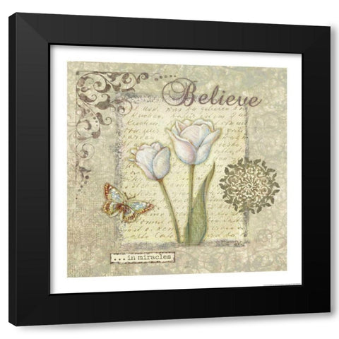 Word 3 Believe Black Modern Wood Framed Art Print by Eisner, Viv