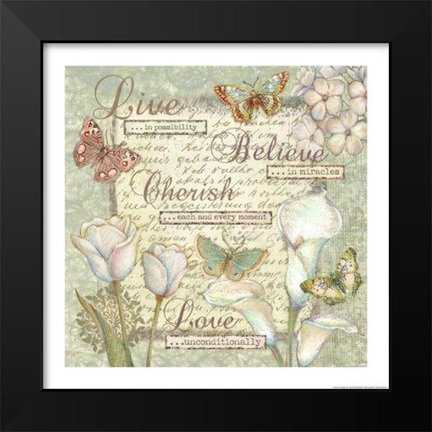 Word 5 Sentiments Black Modern Wood Framed Art Print by Eisner, Viv