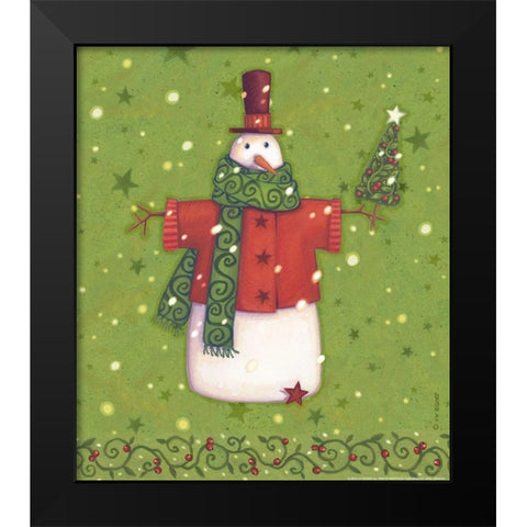 Green Snowman Black Modern Wood Framed Art Print by Eisner, Viv