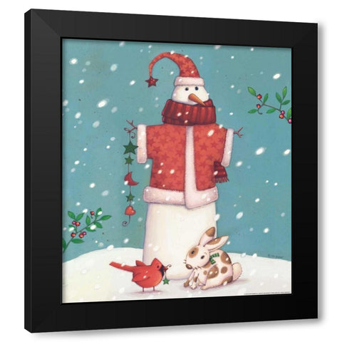 Snowman 3 Black Modern Wood Framed Art Print with Double Matting by Eisner, Viv