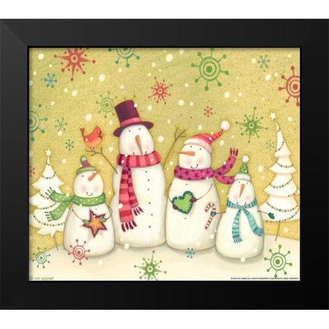 Snowman Family Nb Black Modern Wood Framed Art Print by Eisner, Viv