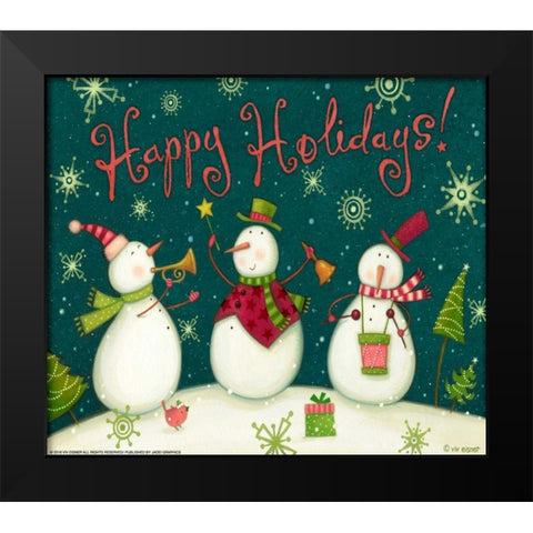 Snowman Trio 1 Nb Black Modern Wood Framed Art Print by Eisner, Viv