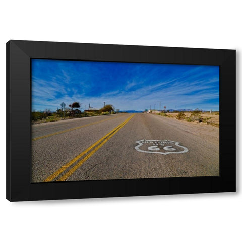 Route 66 With Clouds Black Modern Wood Framed Art Print with Double Matting by Vizvary, Susan