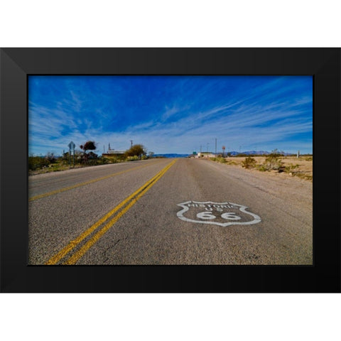 Route 66 With Clouds Black Modern Wood Framed Art Print by Vizvary, Susan