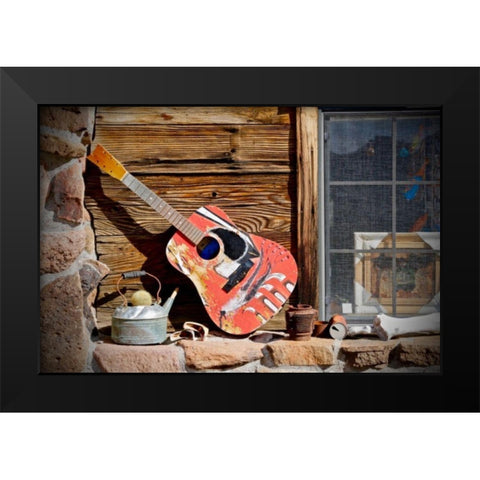 Guitar Black Modern Wood Framed Art Print by Vizvary, Susan