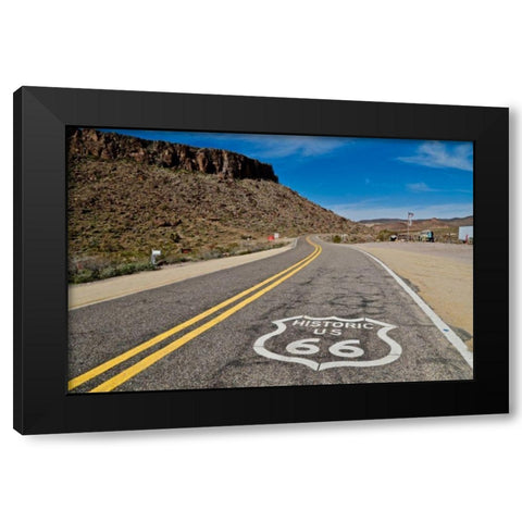RT 66 Curved Road Black Modern Wood Framed Art Print by Vizvary, Susan