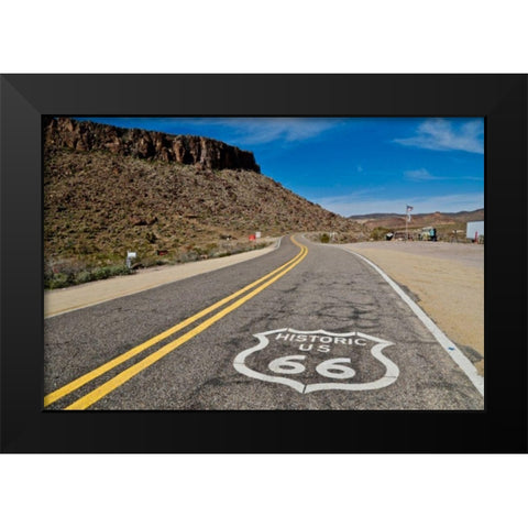 RT 66 Curved Road Black Modern Wood Framed Art Print by Vizvary, Susan