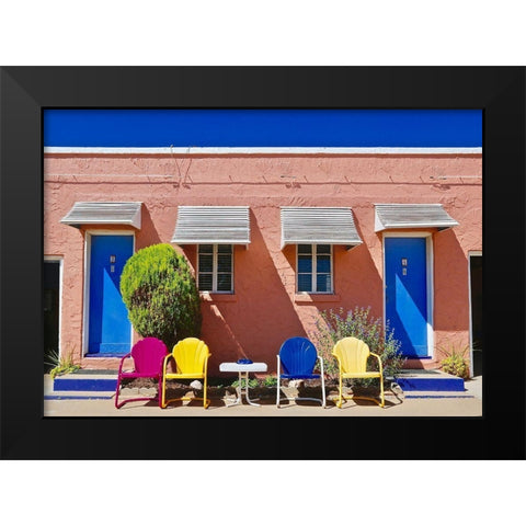 Four Chairs Black Modern Wood Framed Art Print by Vizvary, Susan