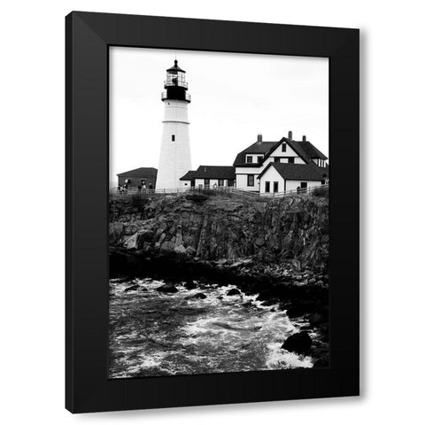 Maine Lighthouse Black Modern Wood Framed Art Print with Double Matting by Vizvary, Susan