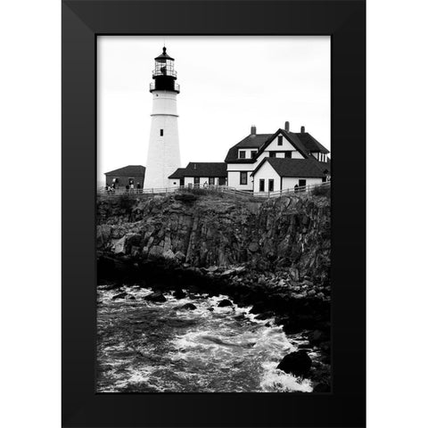 Maine Lighthouse Black Modern Wood Framed Art Print by Vizvary, Susan