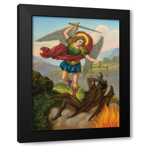 HL. MICHAEL Black Modern Wood Framed Art Print by Anonymous