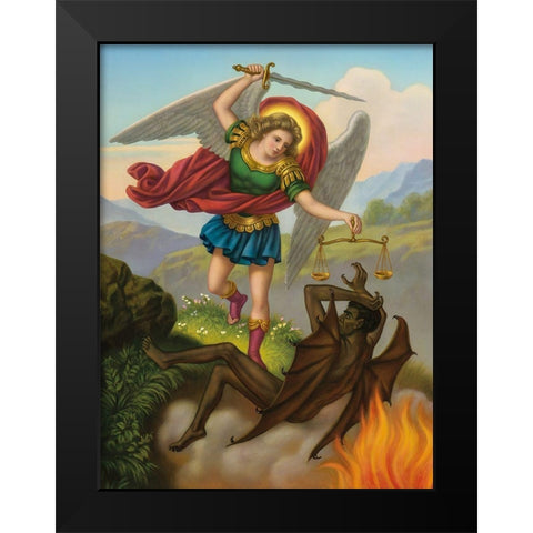 HL. MICHAEL Black Modern Wood Framed Art Print by Anonymous