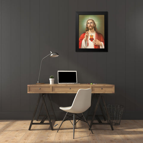HL. HERZ JESU Black Modern Wood Framed Art Print by Anonymous