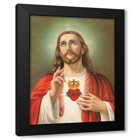 HL. HERZ JESU Black Modern Wood Framed Art Print by Anonymous