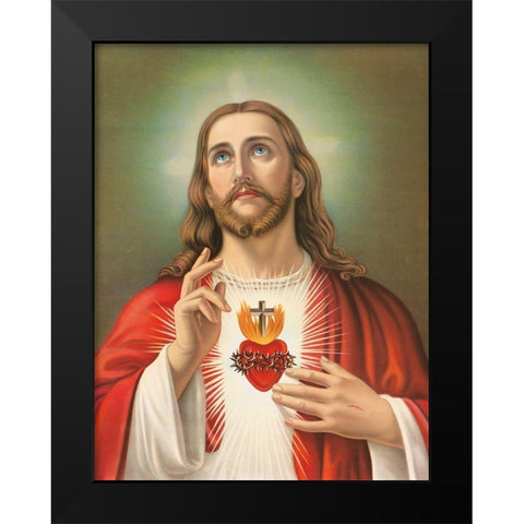 HL. HERZ JESU Black Modern Wood Framed Art Print by Anonymous