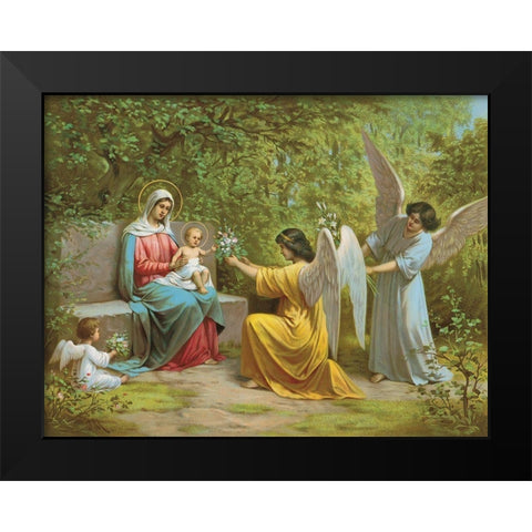 MADONNA Black Modern Wood Framed Art Print by Anonymous