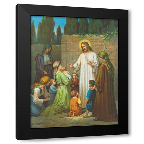 JESUS Black Modern Wood Framed Art Print by Anonymous