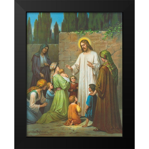 JESUS Black Modern Wood Framed Art Print by Anonymous