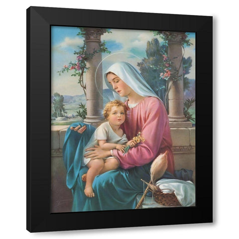 MADONNA Black Modern Wood Framed Art Print by Anonymous