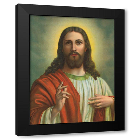 JESUS Black Modern Wood Framed Art Print with Double Matting by Anonymous