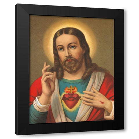 HL. HERZ JESU Black Modern Wood Framed Art Print by Anonymous
