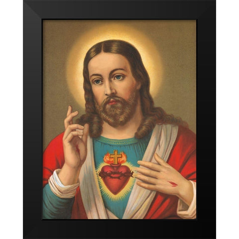 HL. HERZ JESU Black Modern Wood Framed Art Print by Anonymous